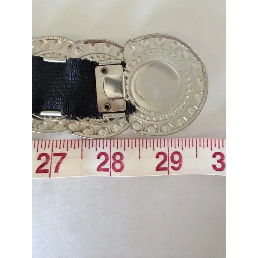 Silver stretch medallion belt vintage 90s boho western one size